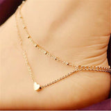 Bohemian Silver Color Anklet Bracelet On The Leg Fashion Heart Female Anklets Barefoot For Women Leg Chain Beach Foot Jewelry